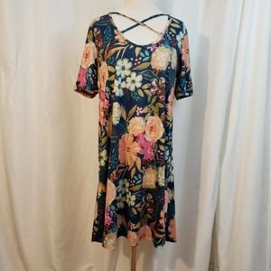 vfish L Aline jersey knit dress s/s floral neck